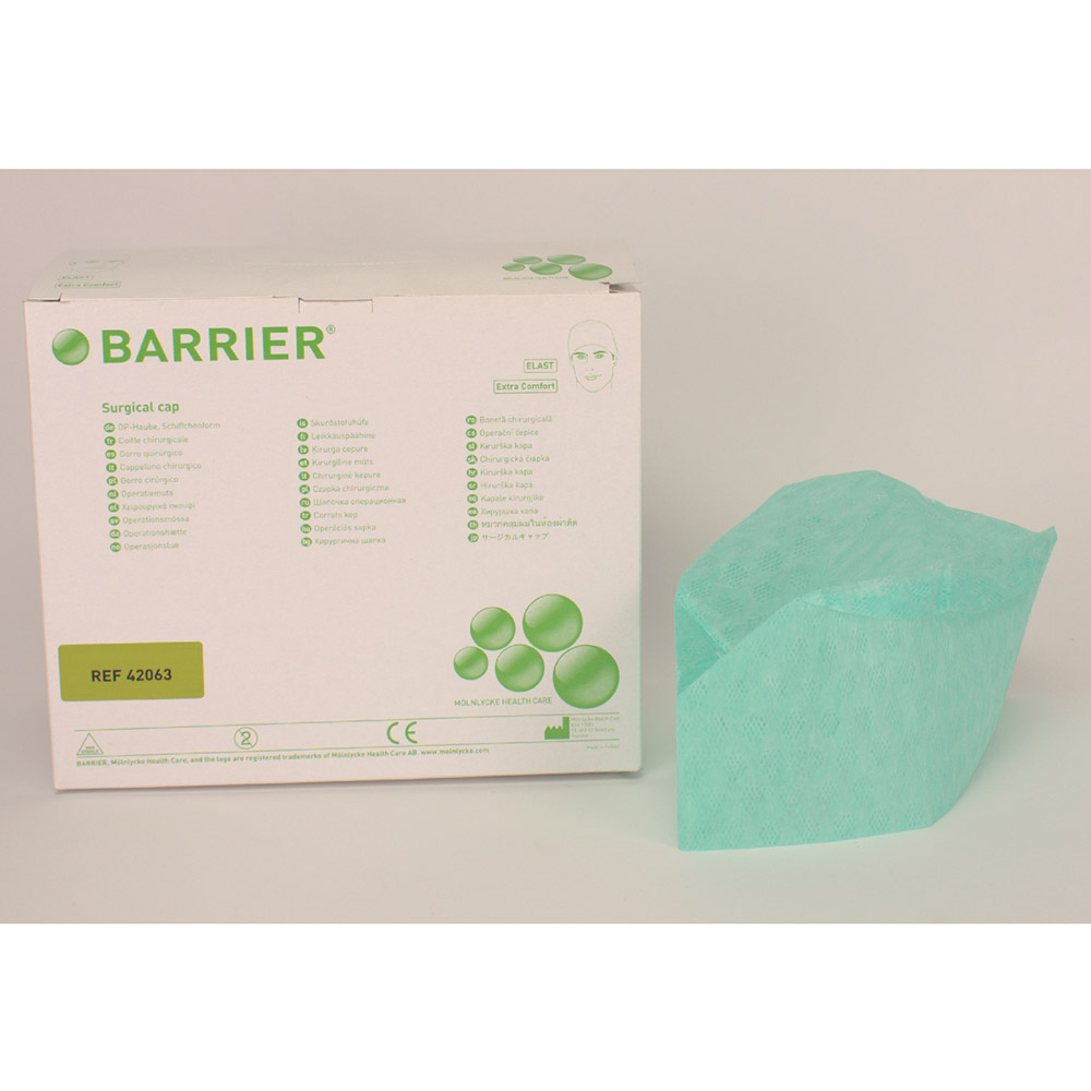 Barrier OP-Haube Elast grün, 150 Stück