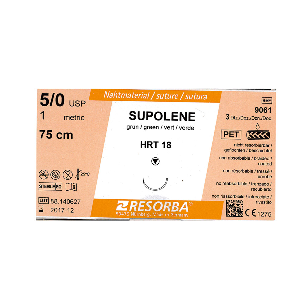 Supolene grün geflochten 4/0 HRT18, 12 Stück