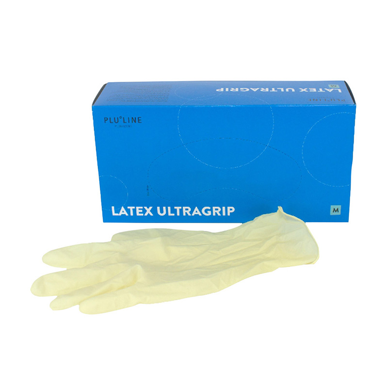 PLULINE Latex Ultragrip Handschuhe puderfrei Gr.M, 100 Stück