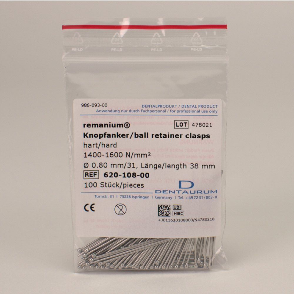 Remanium Knopfanker hart 0,80 mm, 100 Stück