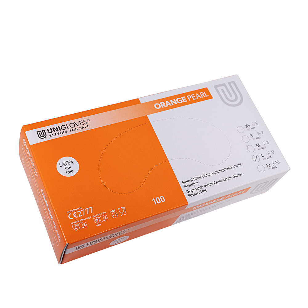 Unigloves Orange Pearl Nitril Handschuhe Gr. M, 100 Stück