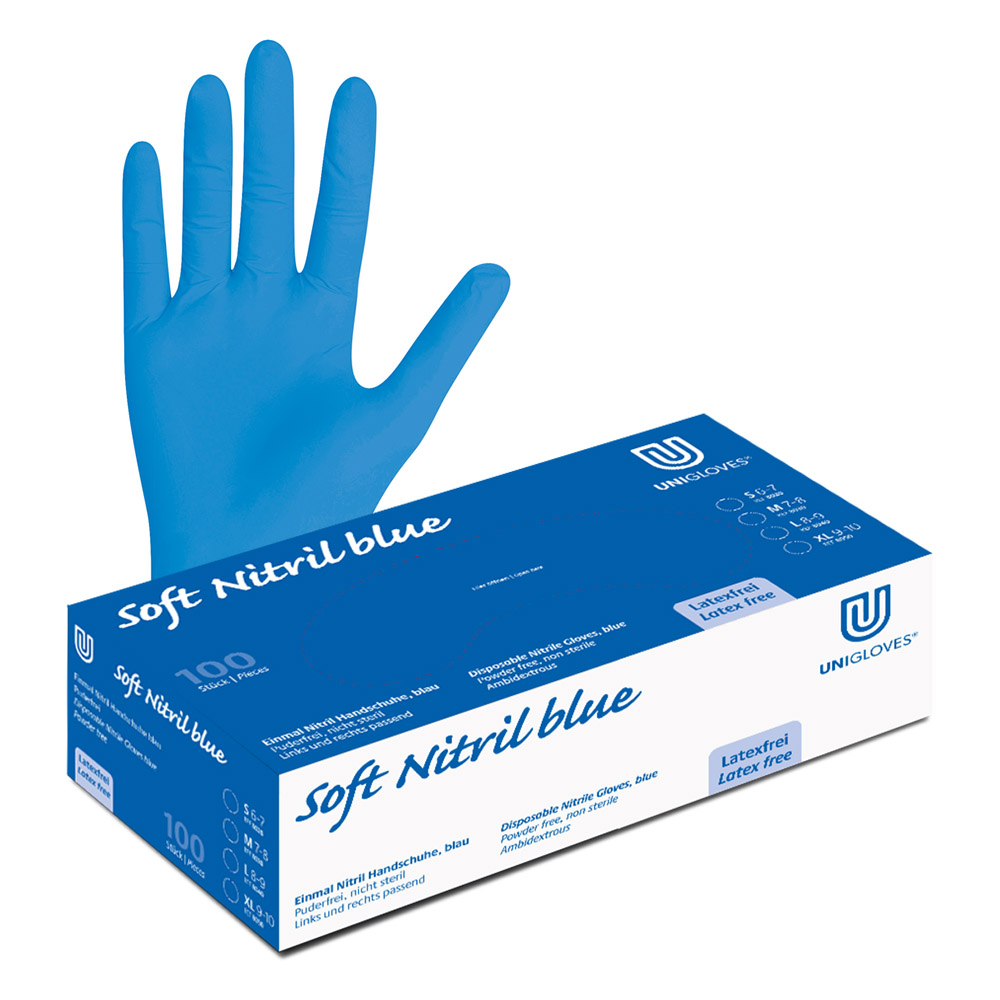 Eco Blue Nitril Handschuhe puderfrei M, 100 Stück