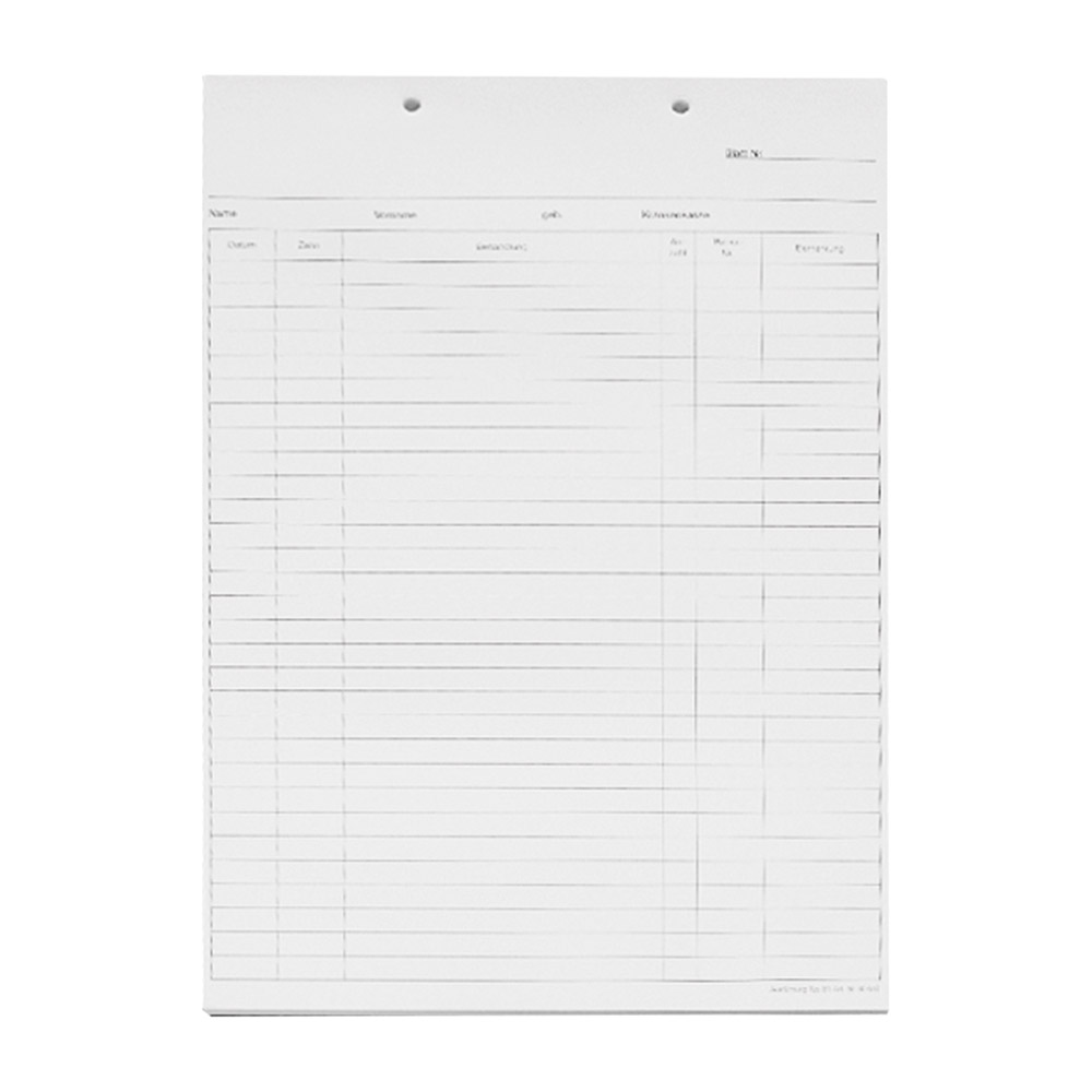 Krankenblatt B1 kopfgelocht weiß, 100 Stück