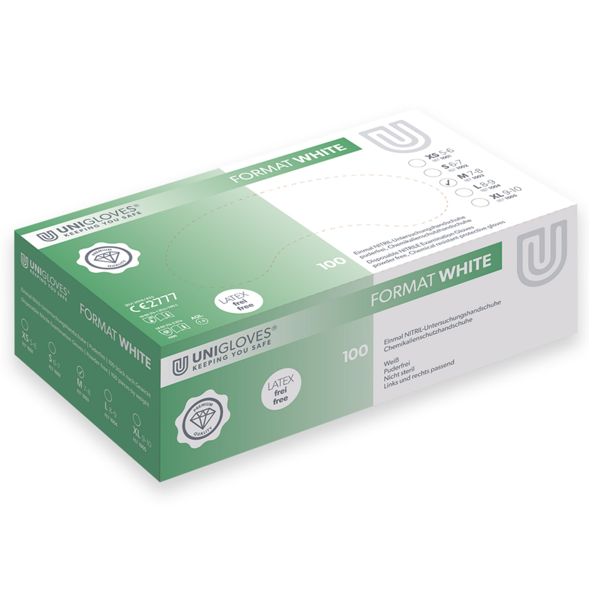Format Nitril weiß Handschuhe puderfrei M, 100 Stück