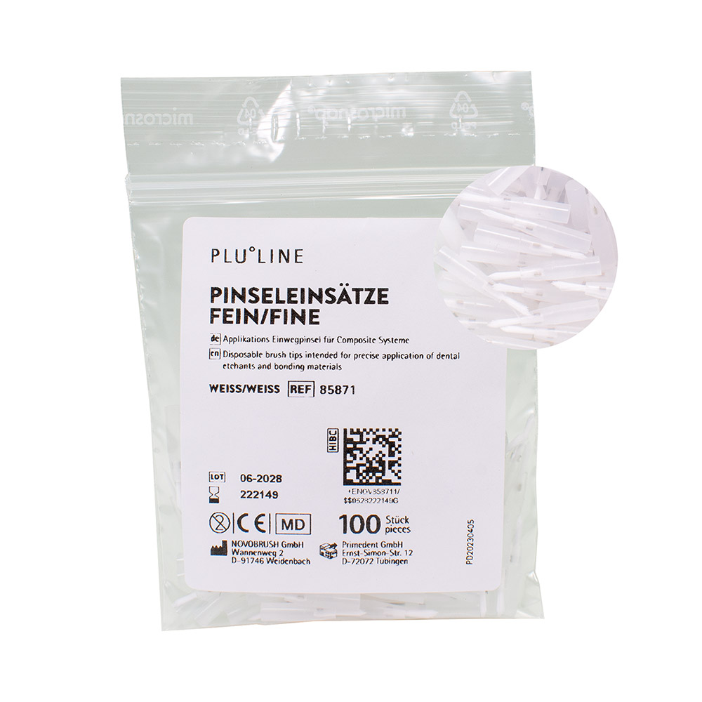 PLULINE Pinselansätze weiß/weiß fein, 100 Stück
