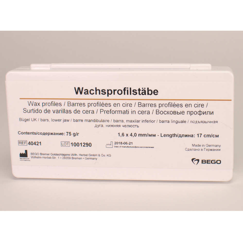 Wachsprofilstäbe 1,6 x 4,0 mm, 75 g