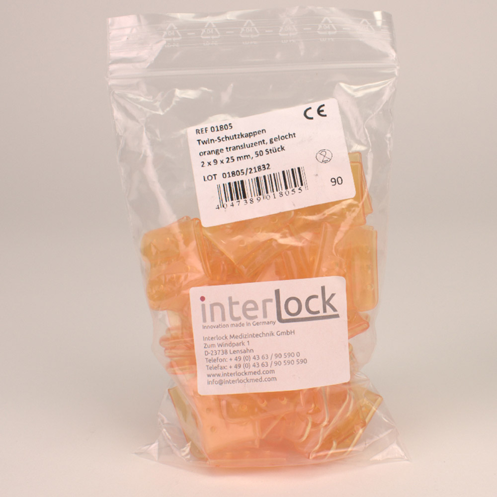 Instrumenten-Schutzkappe Twin gelocht 9,5 x 25,4 mm orange, 50 Stück