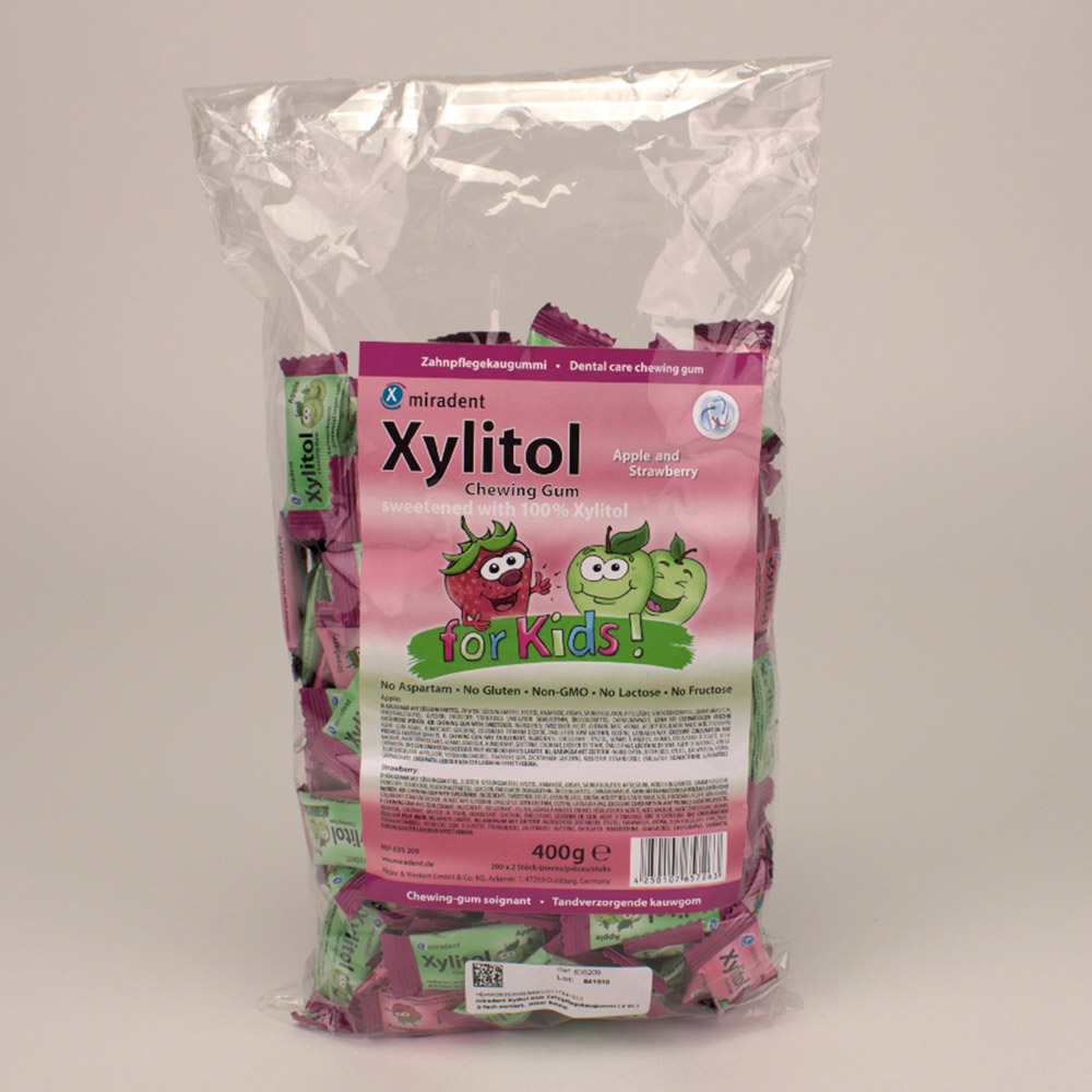 miradent Xylitol Gum Kids, 200 Stück sortiert