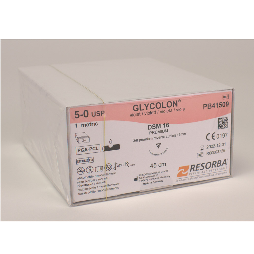 Glycolon violett 5/0 DSM16 45 cm, 24 Stück