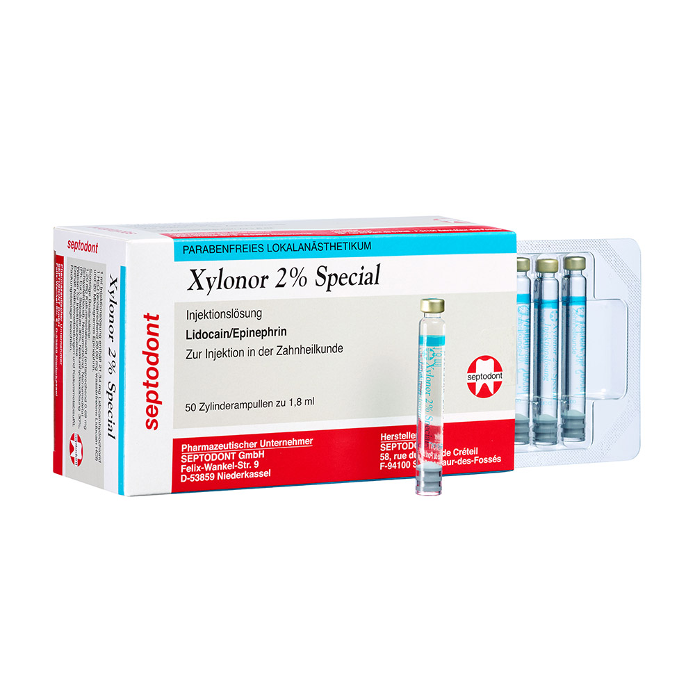Xylonor 2 % spezial (mit Adrenalin), 50x 1,8 ml Zylinderampullen