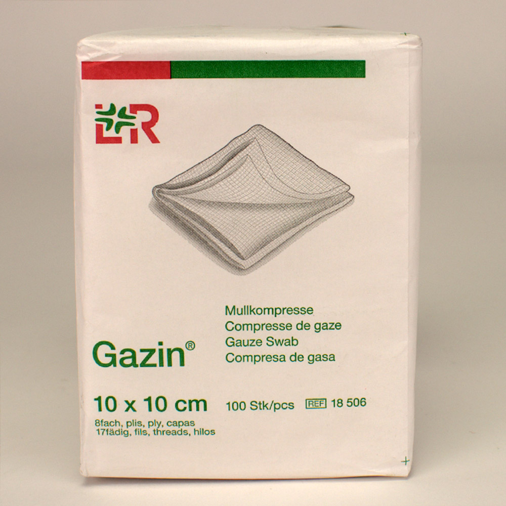 Gazin OP-Kompresse unsteril 10 x 10 cm 8-Fach, 100 Stück