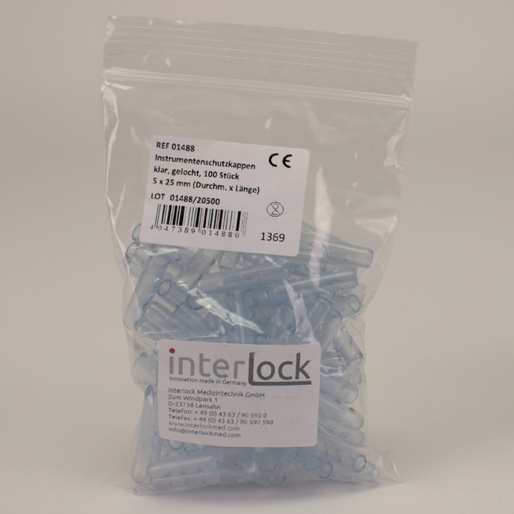 Instrumenten-Schutzkappe rund gelocht 4,8 x 25,4 mm klar, 100 Stück