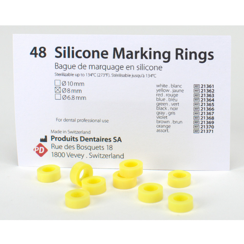 Silikon Ringe 8,0 mm gelb, 48 Stück