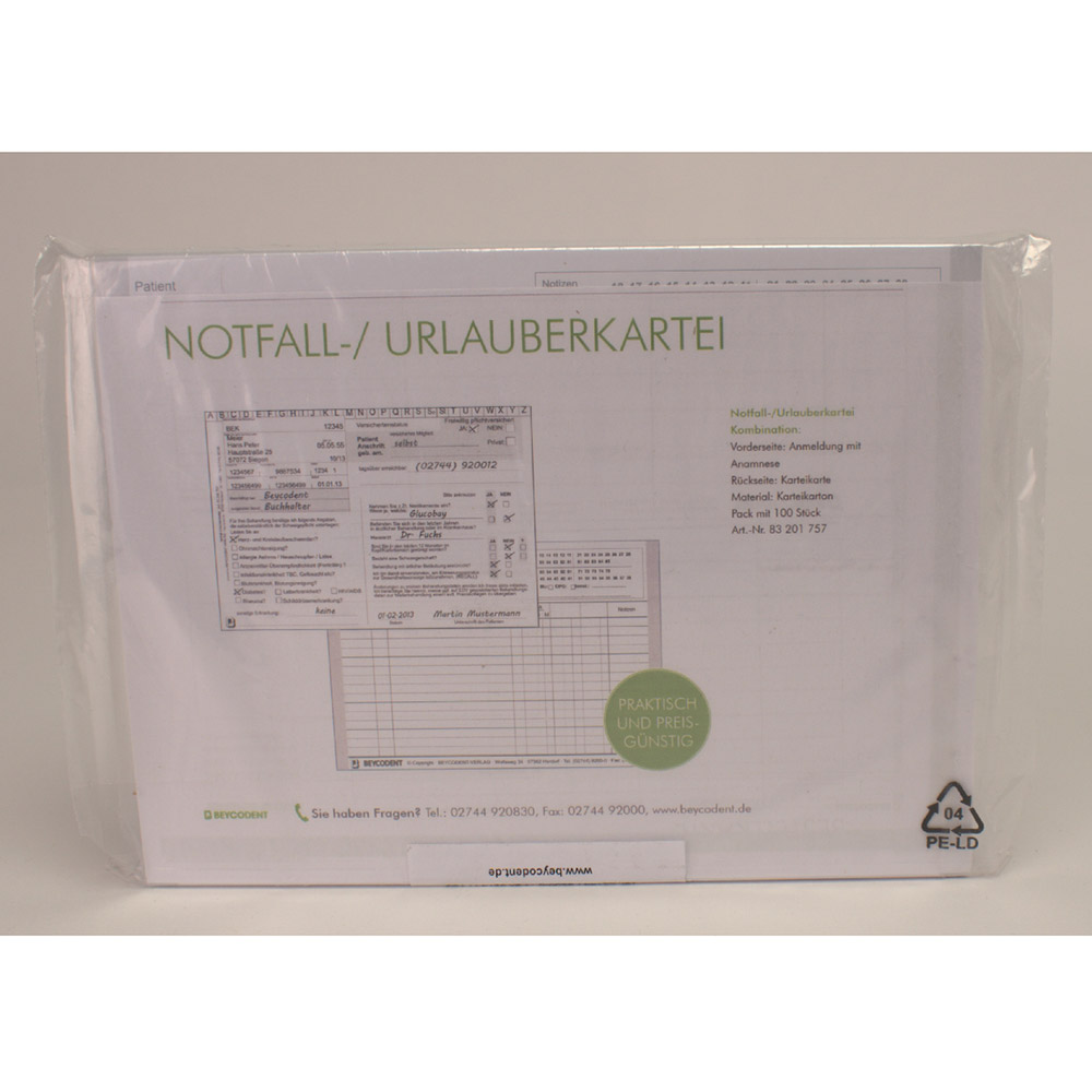 Notfallkartei 83201757, 100 Stück