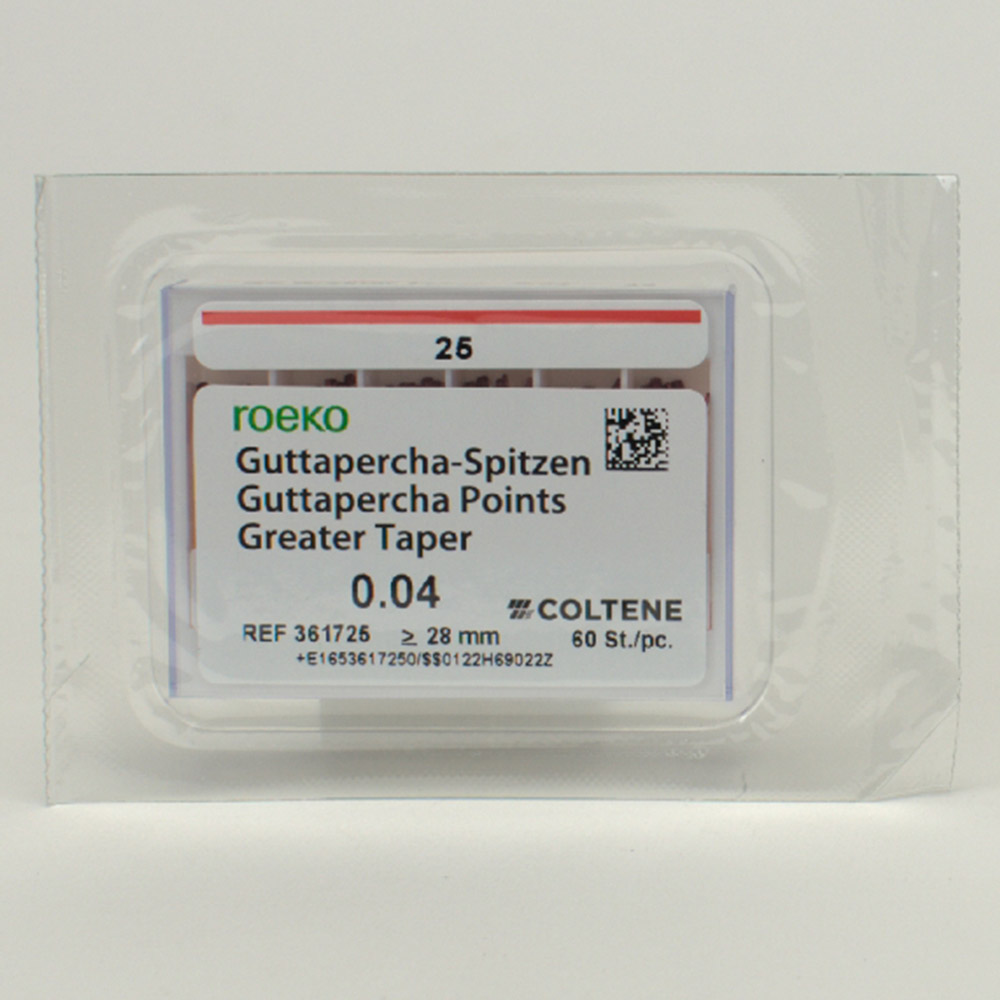 Guttaperchaspitzen Größe Taper 4/25, 60 Stück