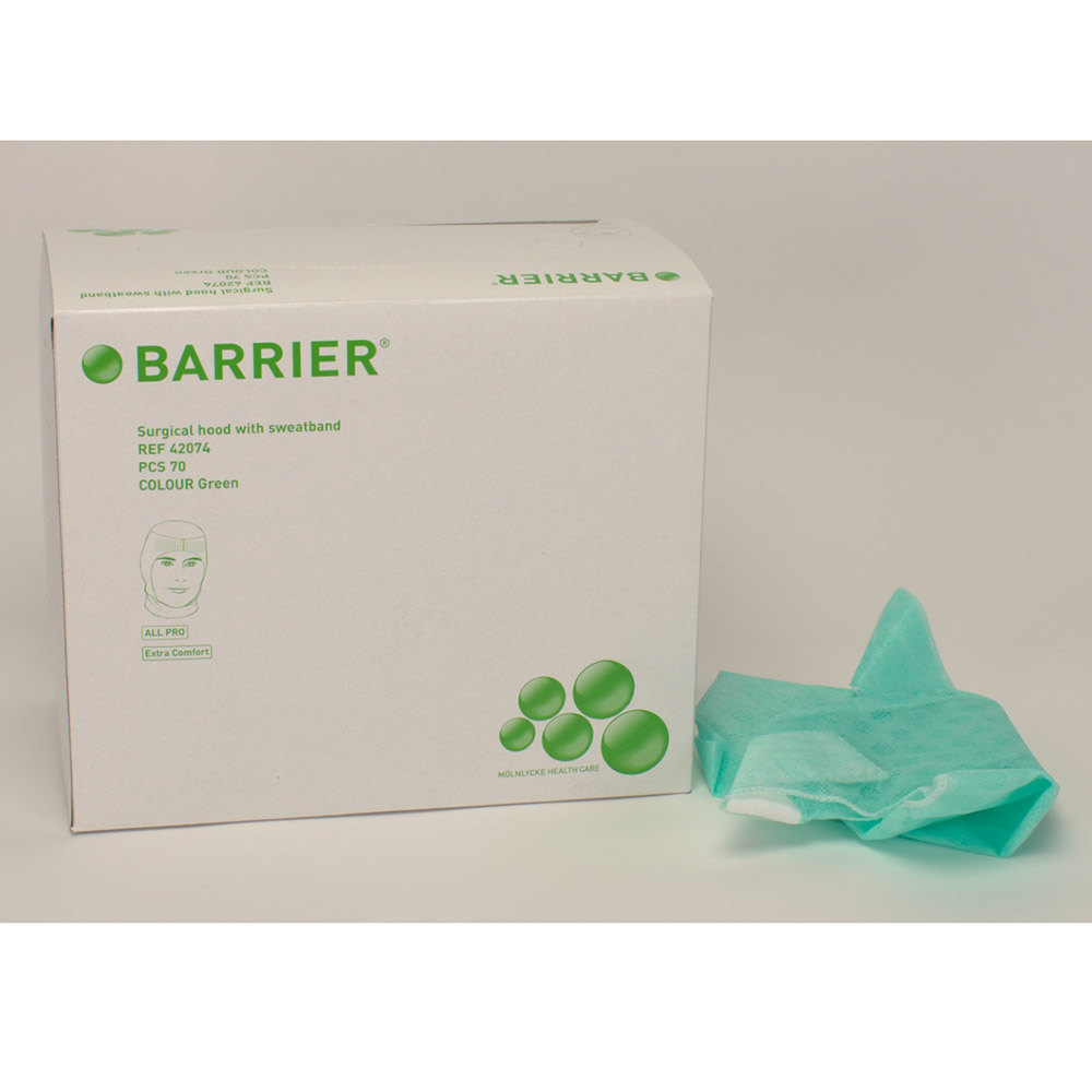 Barrier OP-Haube All grün Schweißband, 70 Stück