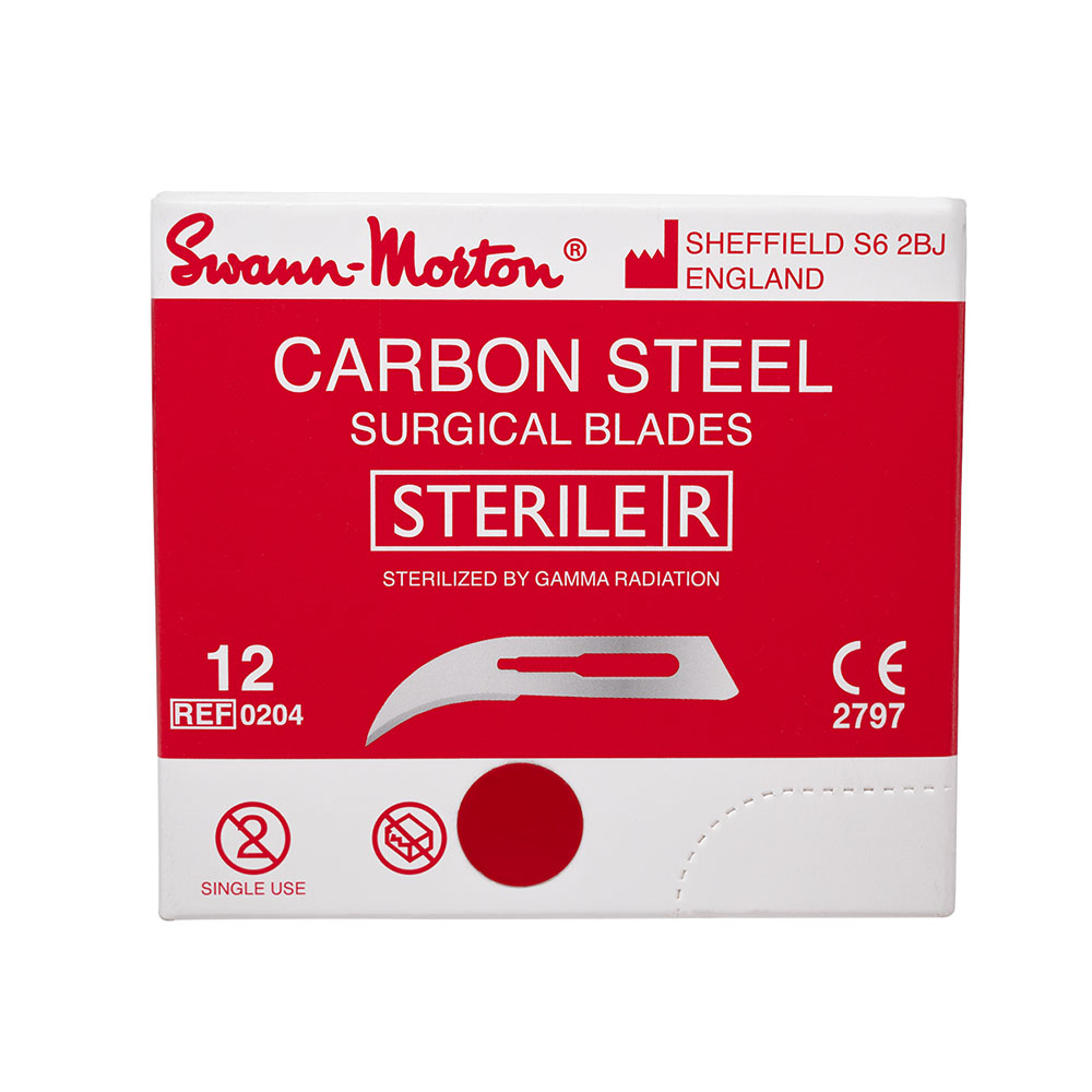 Skalpellklingen Swann Morton Carbon Steel 12 steril, 100 Stück