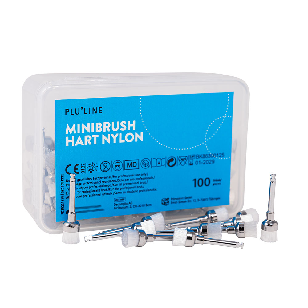 PLULINE Minibrush ZR Nylon hart, 100 Stück