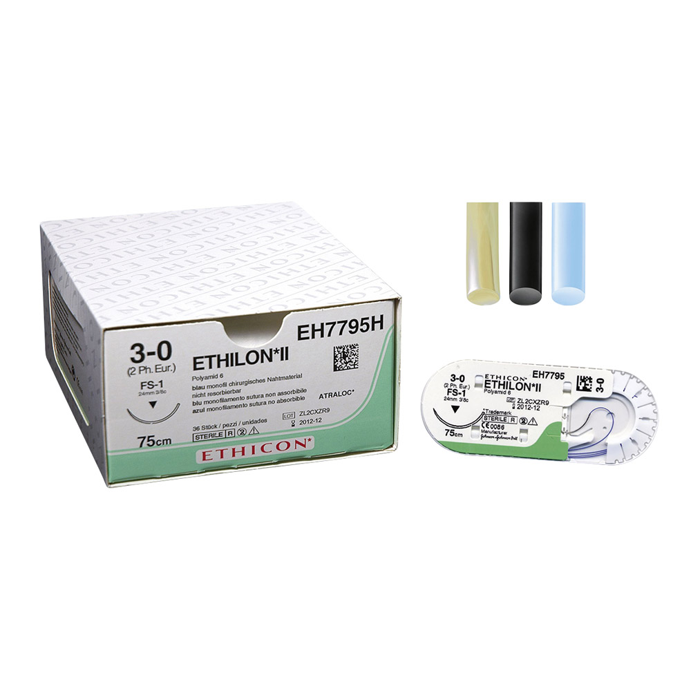 Ethilon schwarz 3-0/2 FS1 45 cm, 36 Stück