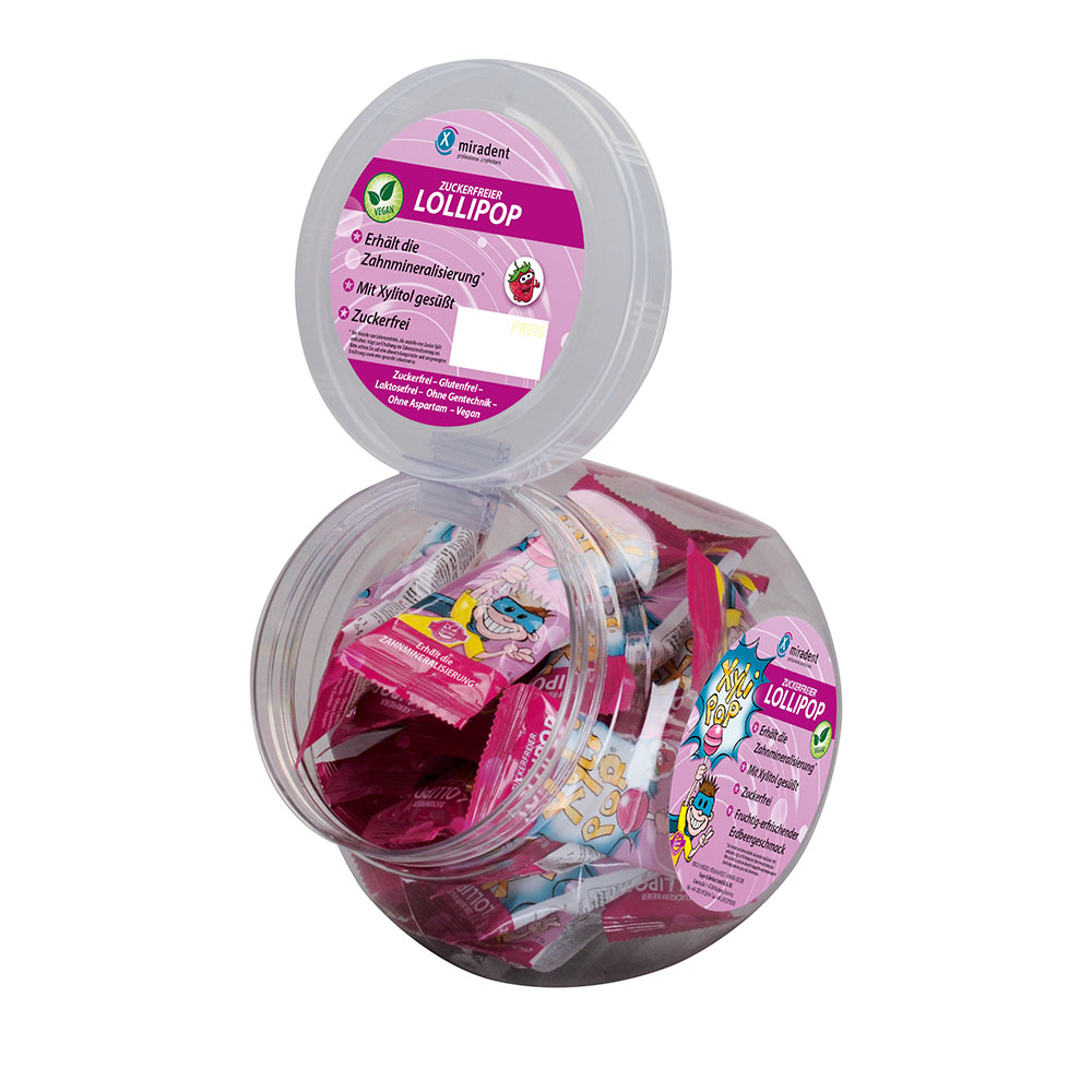 miradent XyliPOP Lolli Erdbeere, 25 x 6 g