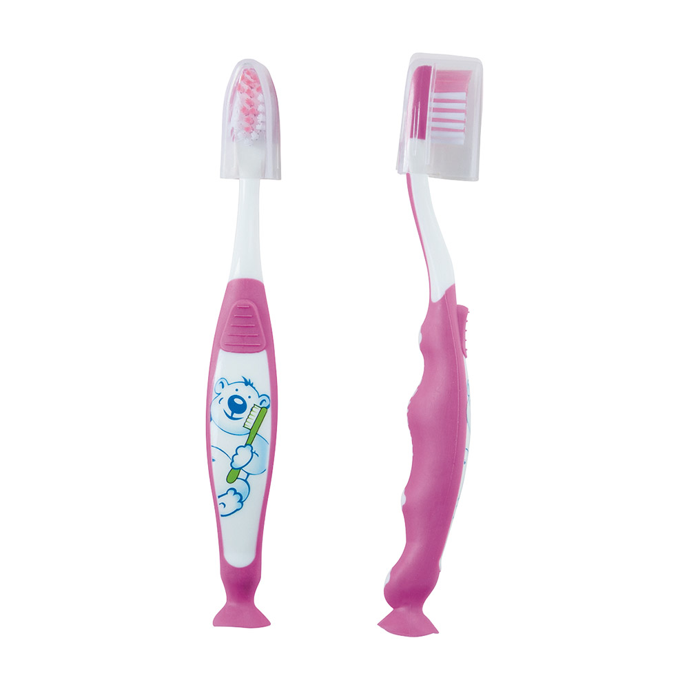 Zahnbürste mit Saugfuss "Otto" pink, 12 Stück