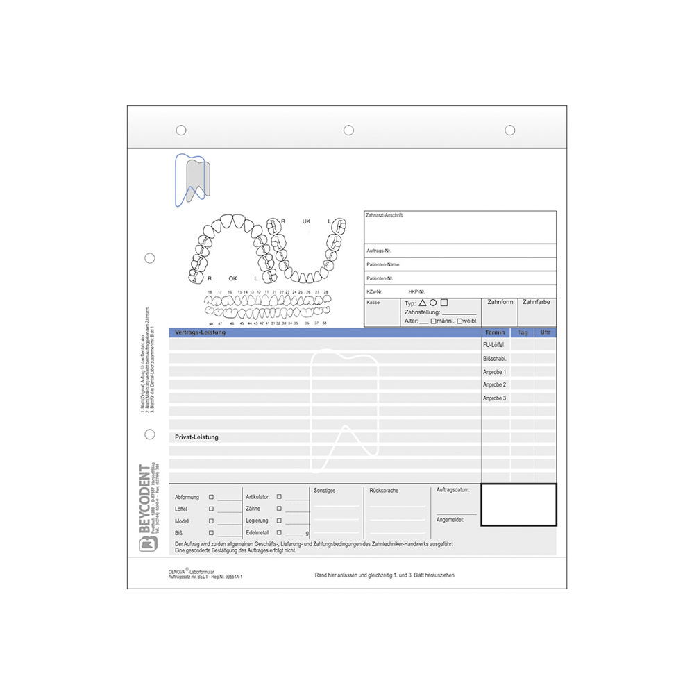 Labor-Auftrag 3-fach neutral, 100 Stück