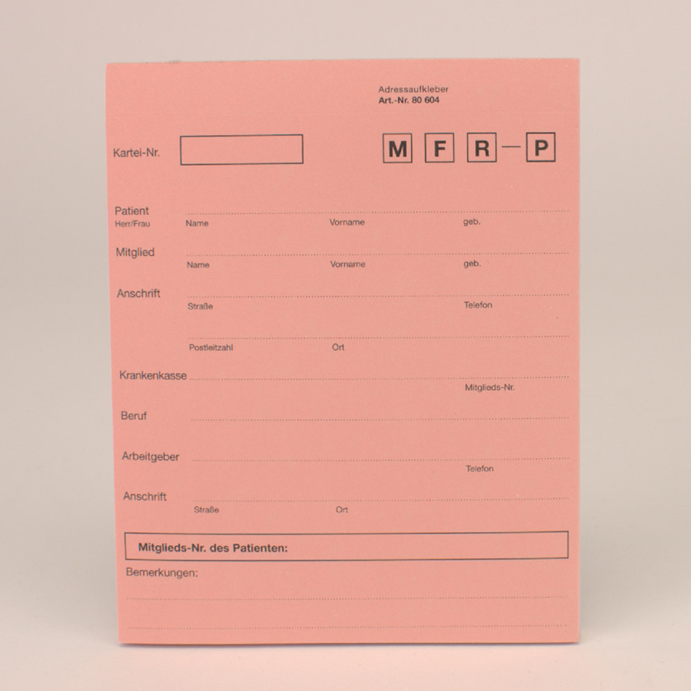 Anschriftenblatt A5 Kartei selbstklebend 142 x 115 mm rosa, Block