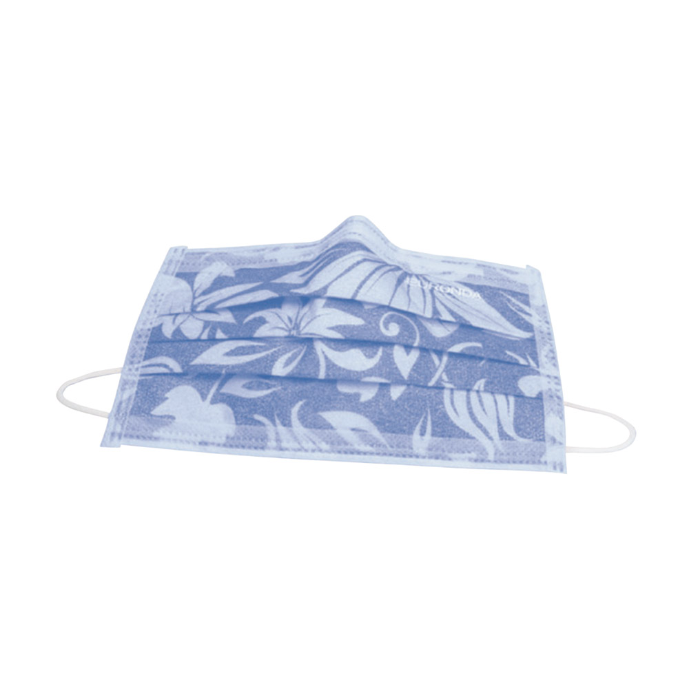 Mundschutz Flower blau mit Gummi, 50 Stück