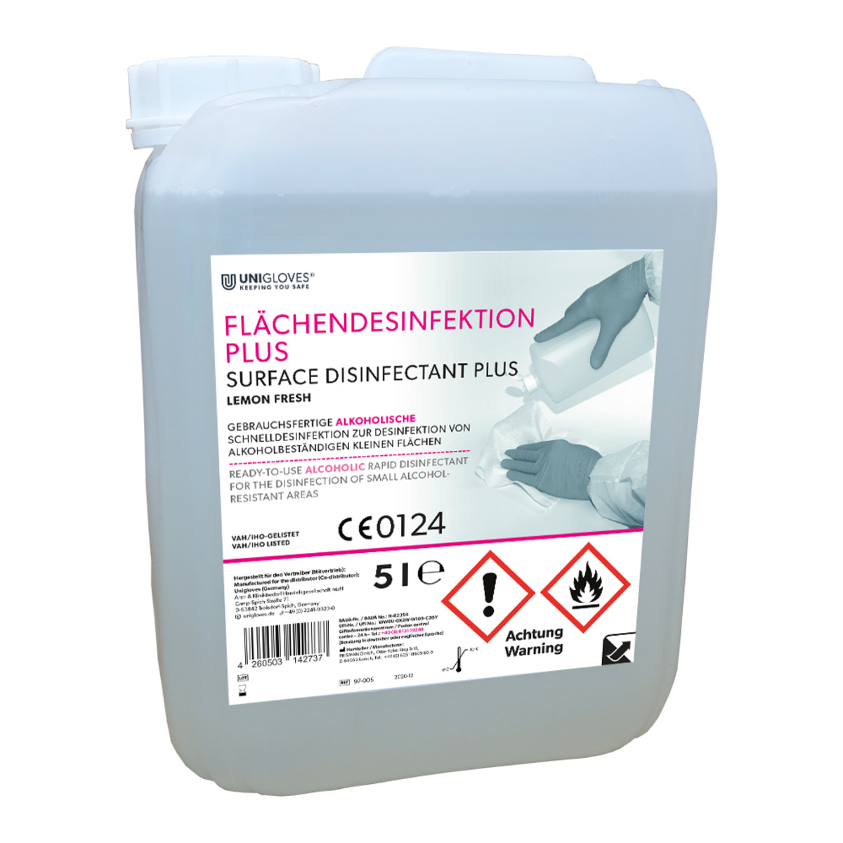 Unigloves Flächendesinfektion Plus lemon, 5 L Kanister