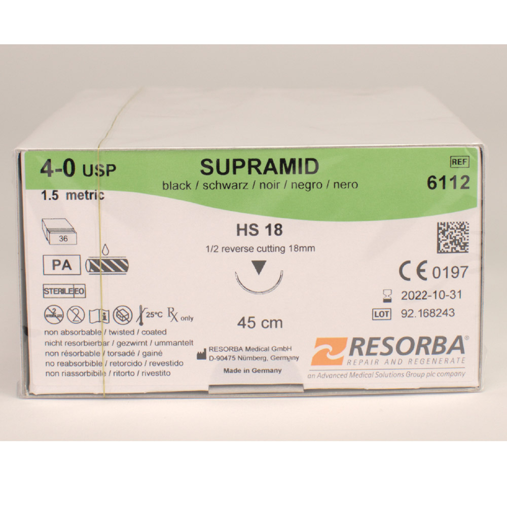 Supramid schwarz 4/0 HS18, 36 Stück