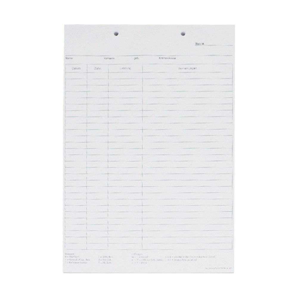 Krankenblatt N kopfgelocht weiß, 100 Stück