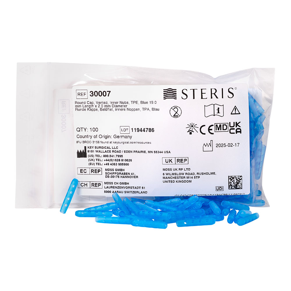 Präzisionsschutzkappe rund gelocht 2,0 x 19 mm blau, 100 Stück