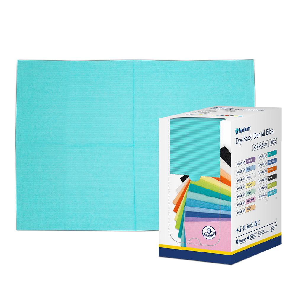 Dry-Back Patientenservietten 3-lagig 33 x 45,5 cm aqua, 100 Stück