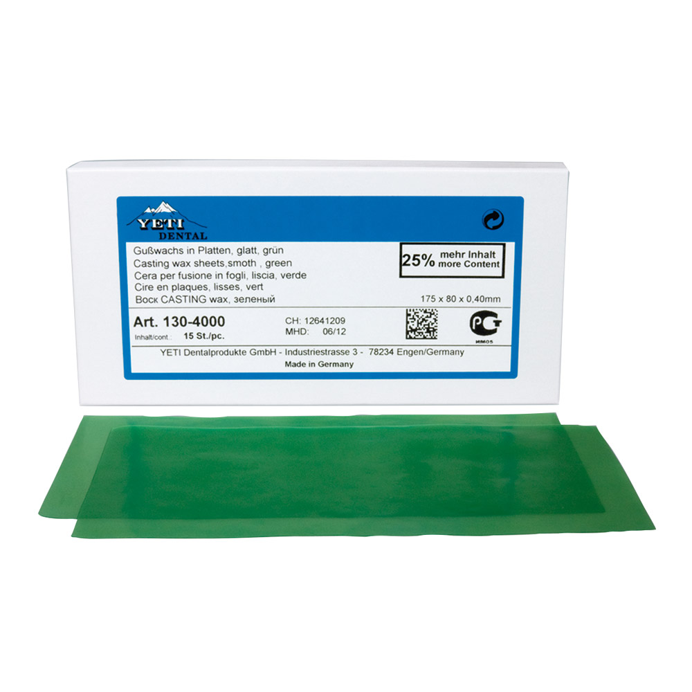 Glatte voksplader grønne 0,60 mm, 15 stykker