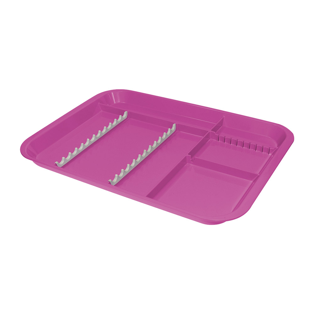Behandlingstray med opdeling neonpink, stk.