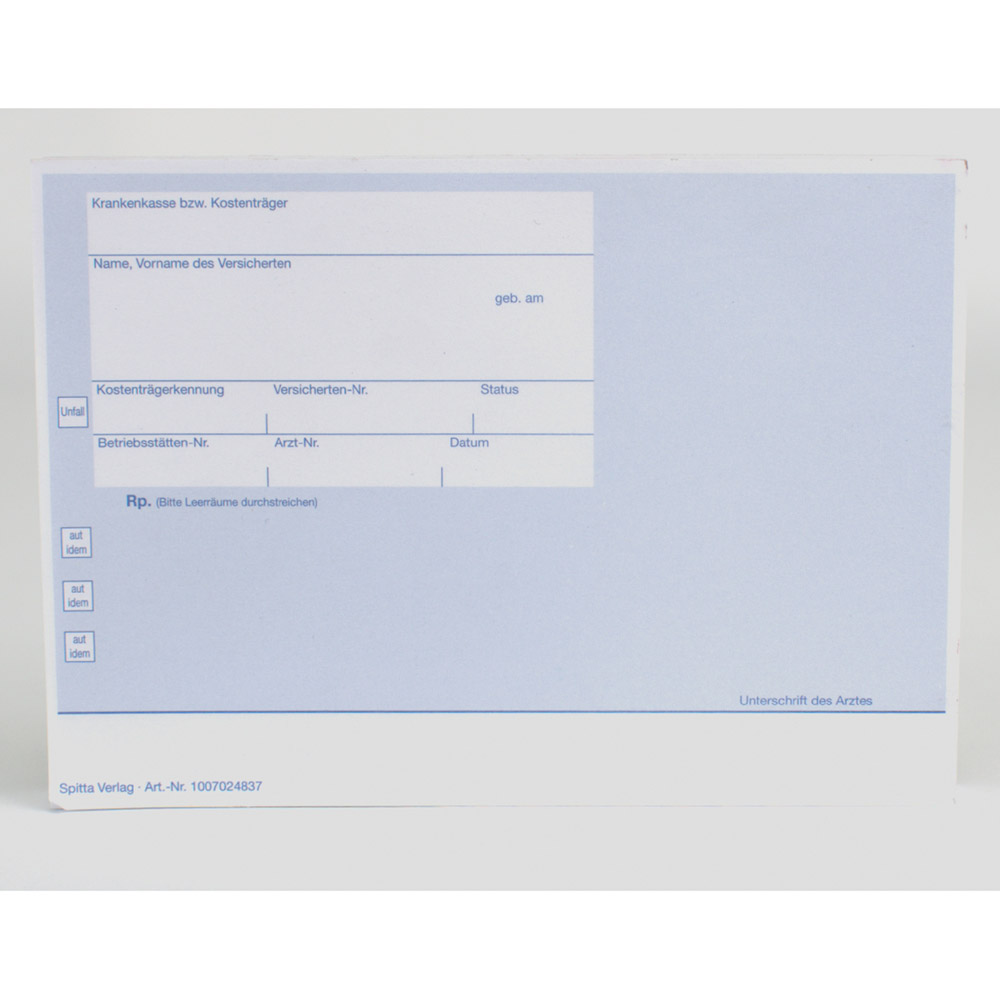 Receptformular A6 liggende blå, 100 stk.