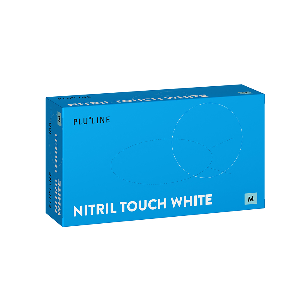 PLULINE NITRIL TOUCH hvid M, 100 stk.