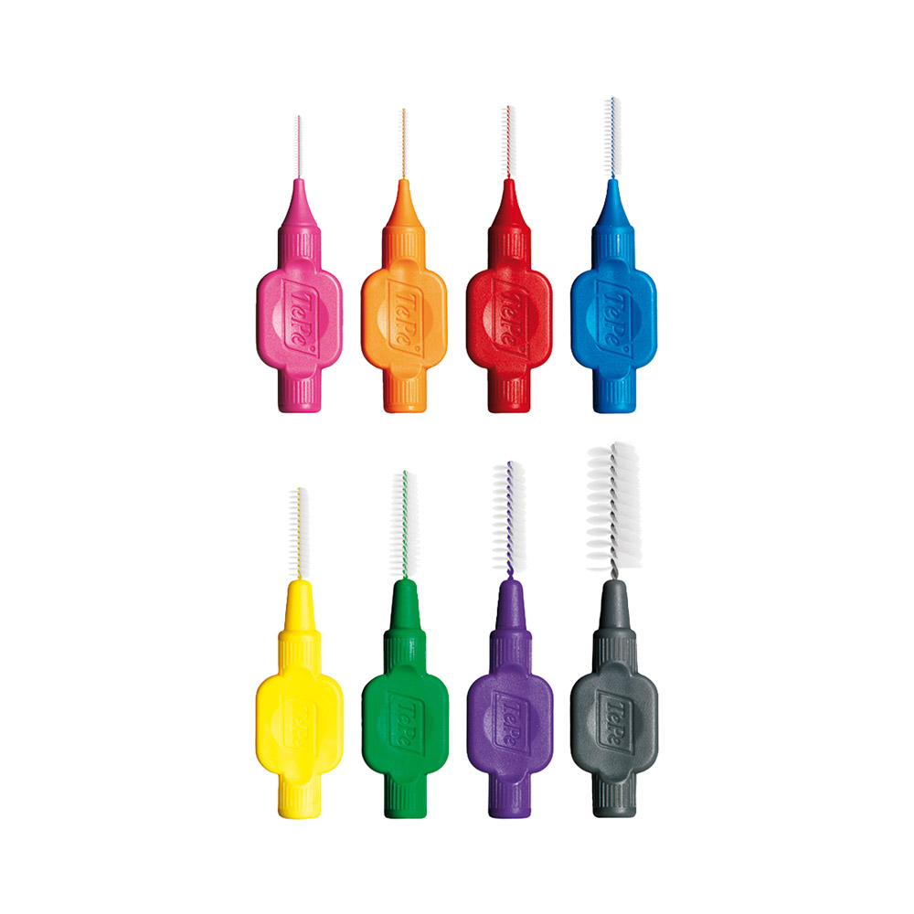 Interdentale børster 0,4 - 1,3 mm, 8 stk. assorterede