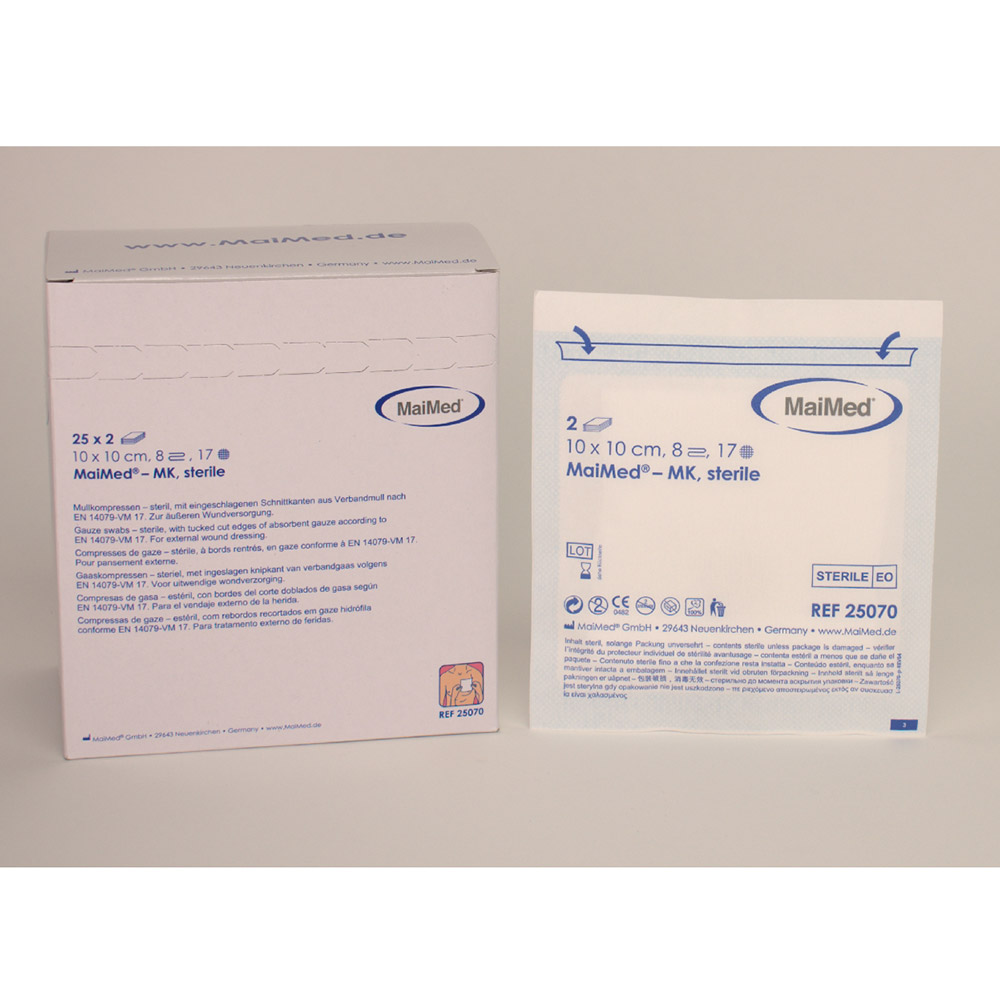 Mullkompresser sterile 10 x 10 8-lags, 25 x 2 stk.