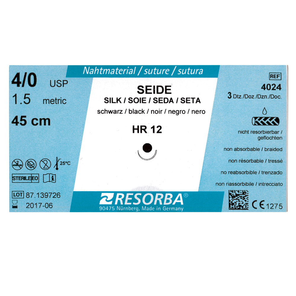 Resorba silke sort 3/0 HRT18, 24 stykker
