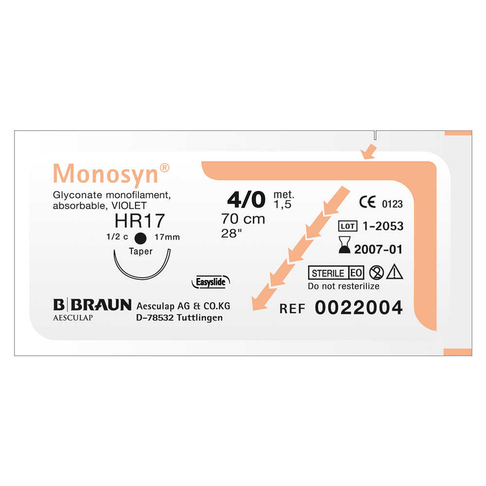 Monosyn ufarvet 4/0 DS16 70 cm, 36 stk.