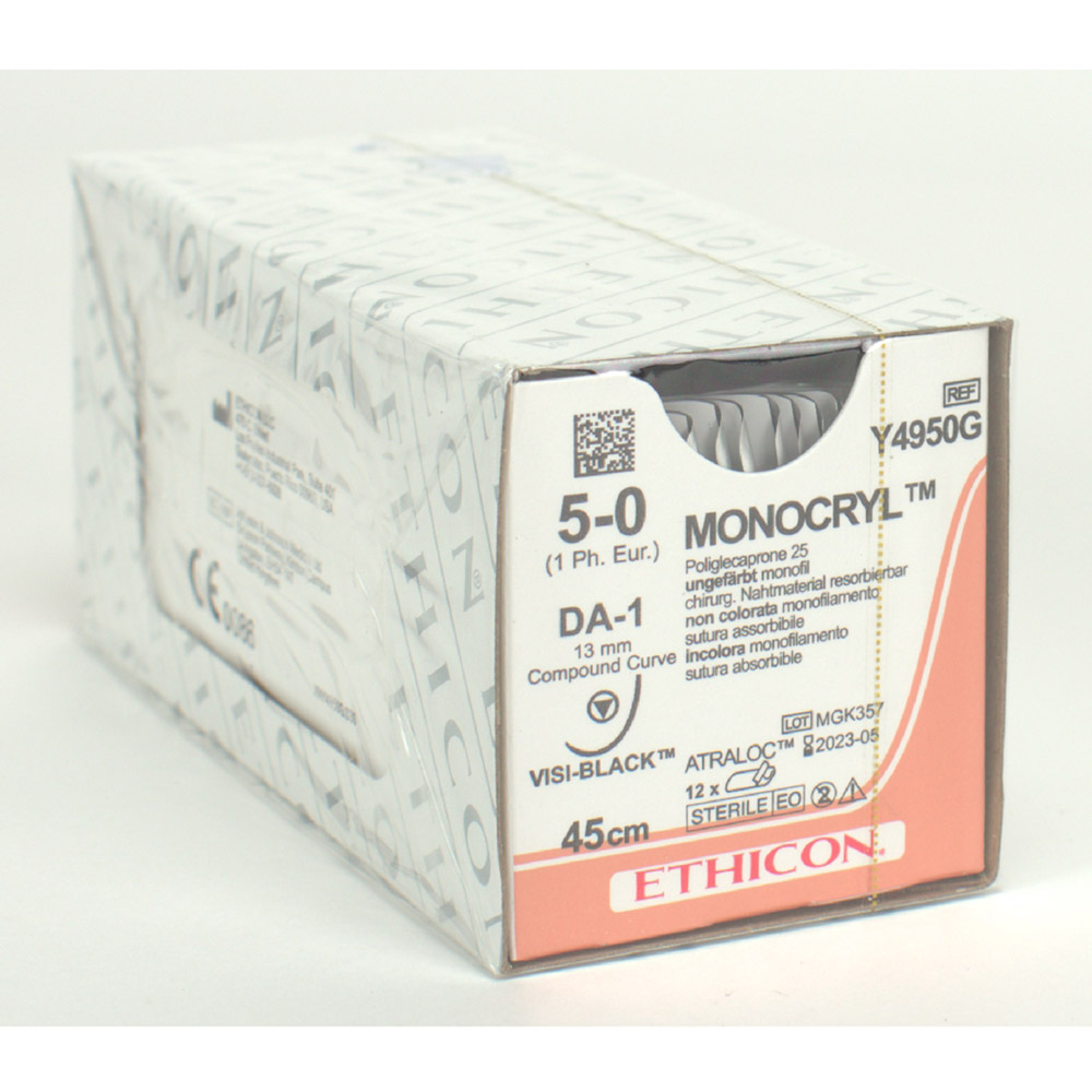 Monocryl ufarvet 5-0/1 DA1 sort, 12 stk.
