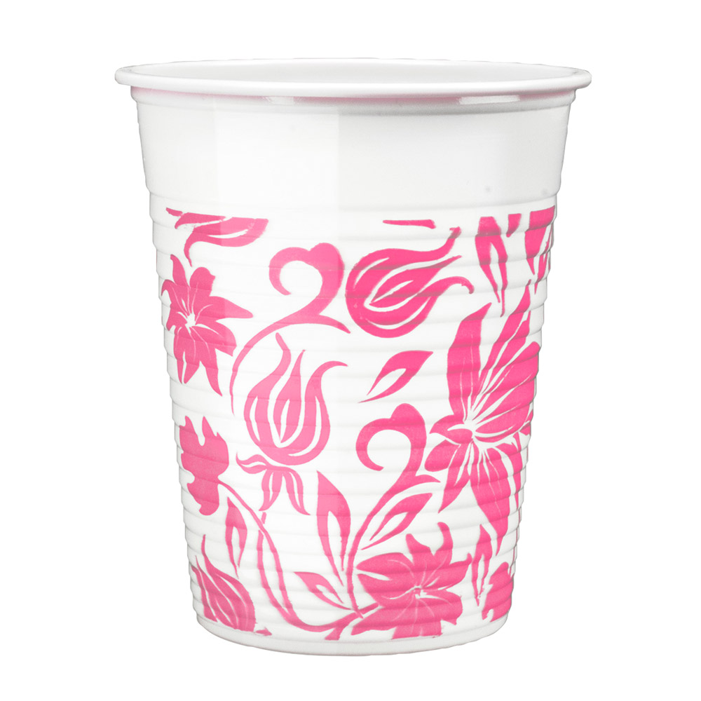 Monoart Drikkebæger Flower 180 ml hvid/lyserød, 1000 stk.