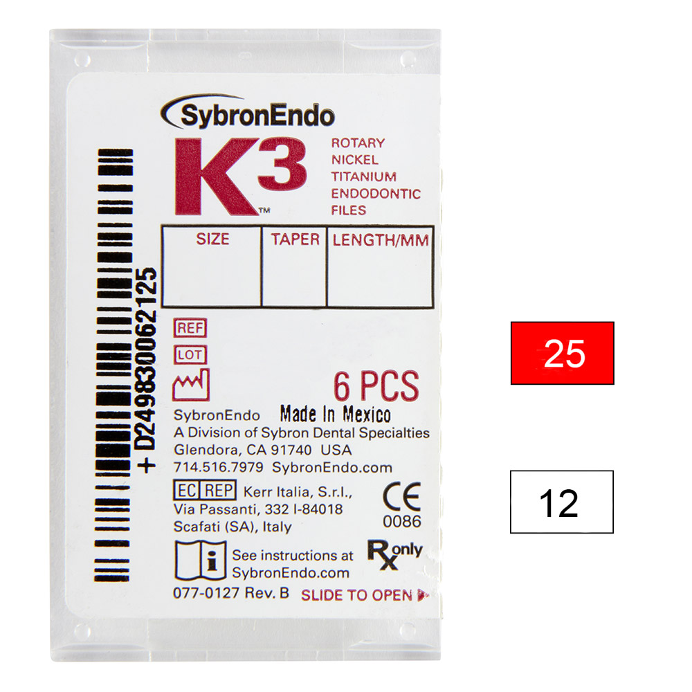 K3 NiTi-filer .12 Gr.25 25 mm, 6 stk.