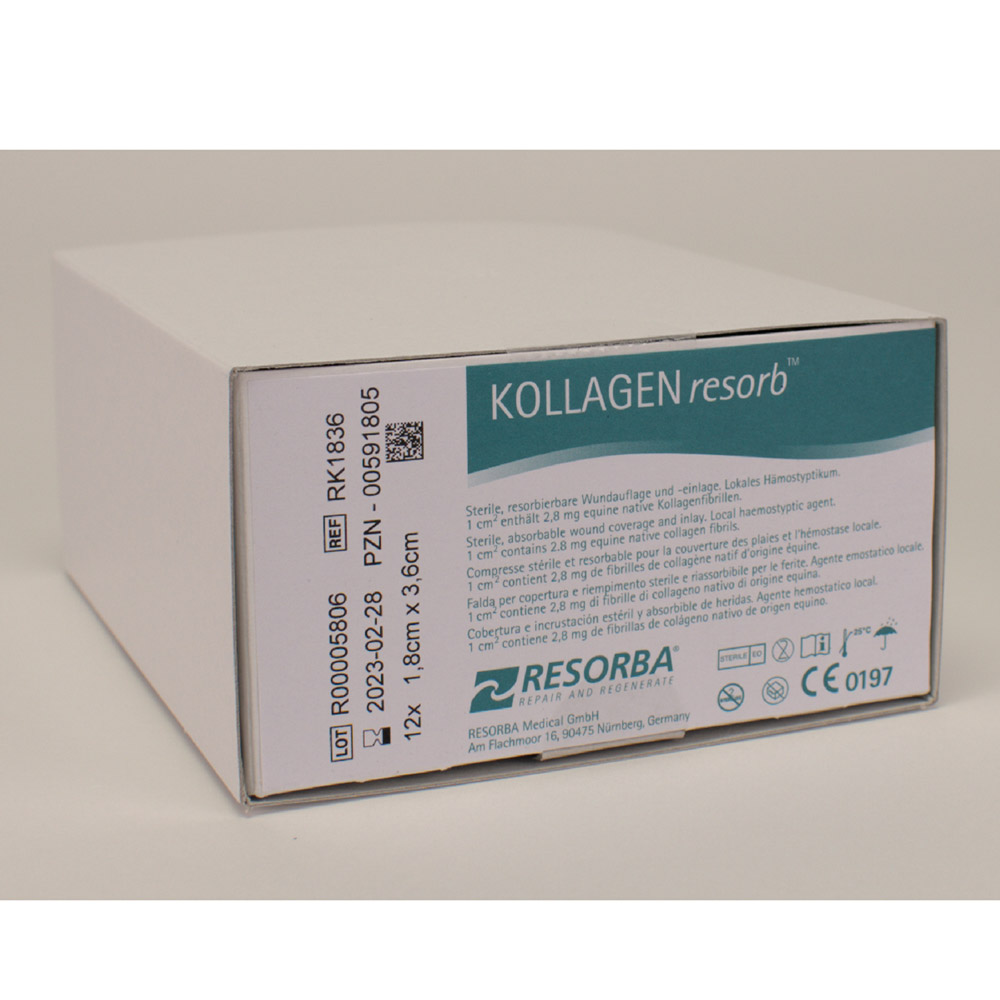 Kollagen Resorb 1,8 x 3,6 cm, 12 stk.