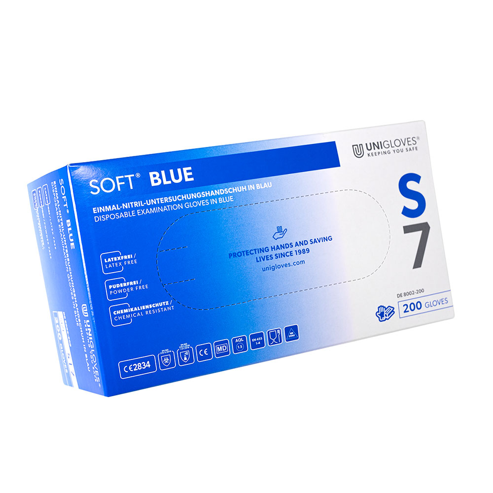 Soft Blue nitrilhandsker latexfri S, 200 stykker