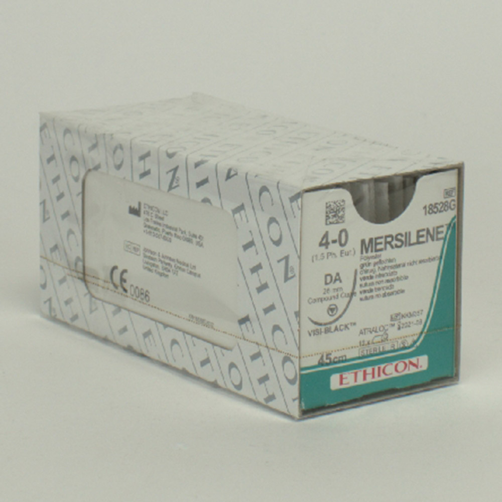 Mersilene grøn 4-0/1,5 DA sort, 12 stykker
