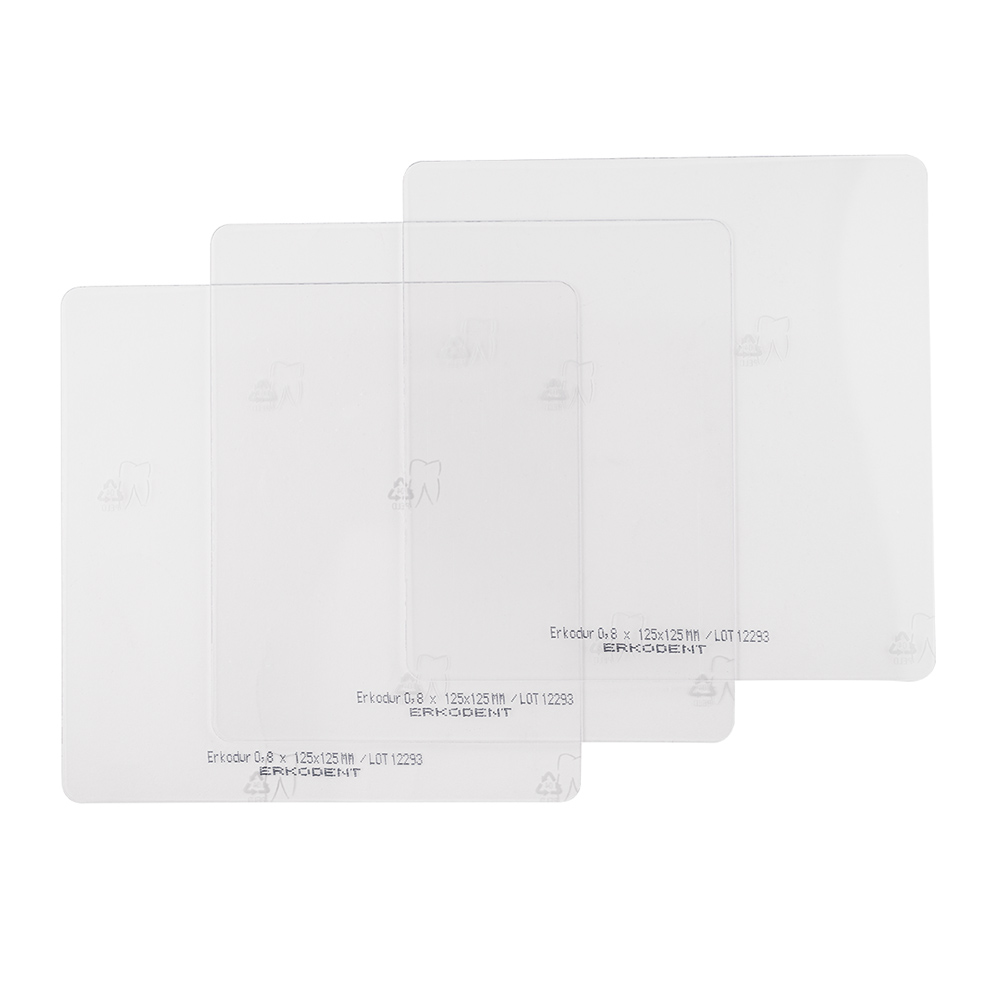 Erkodur med undertræksfolie firkantet 125 x 125 mm 1,00 mm klar, 20 stk.