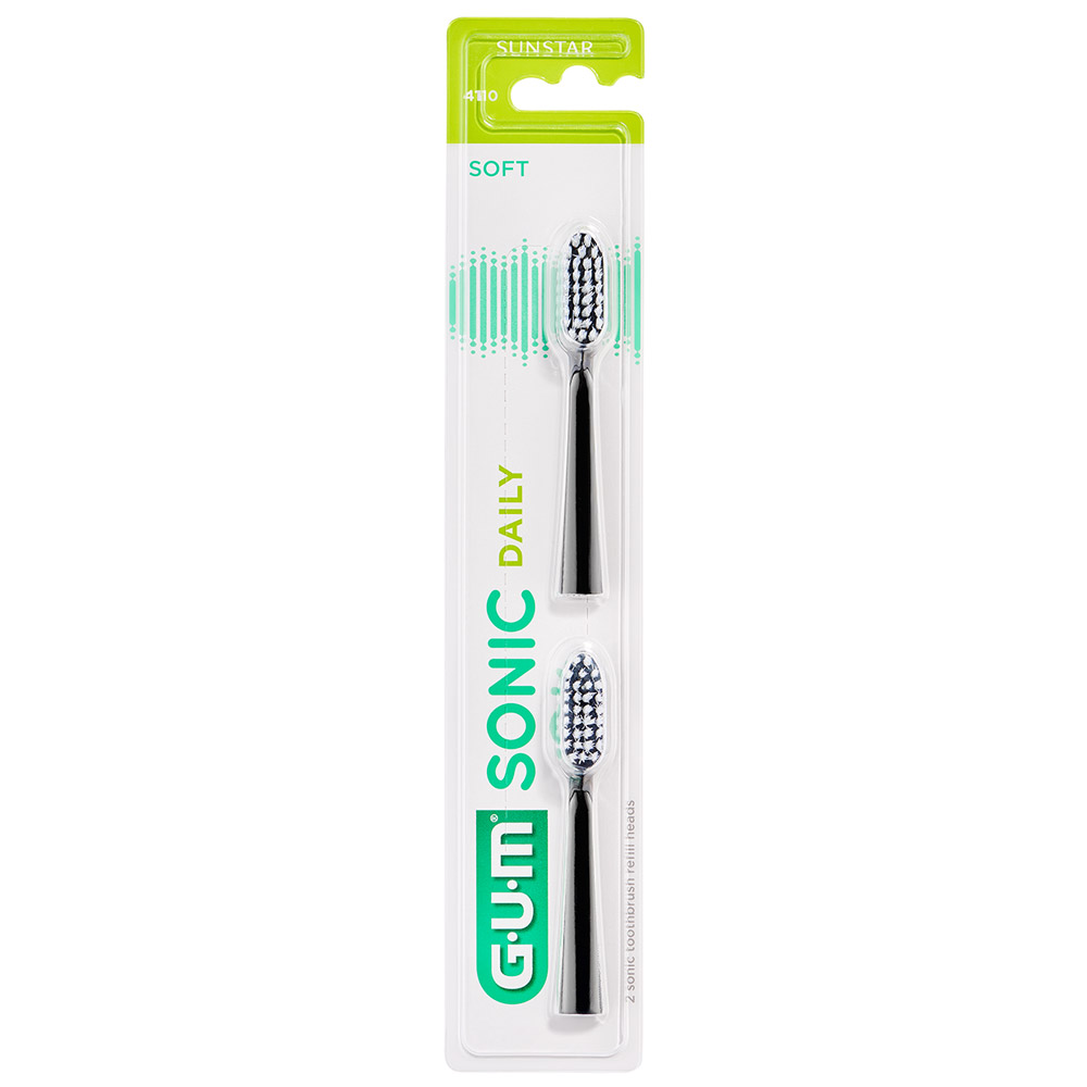 Gum SONIC Daily erstatningsbørste sort, 2 stk.