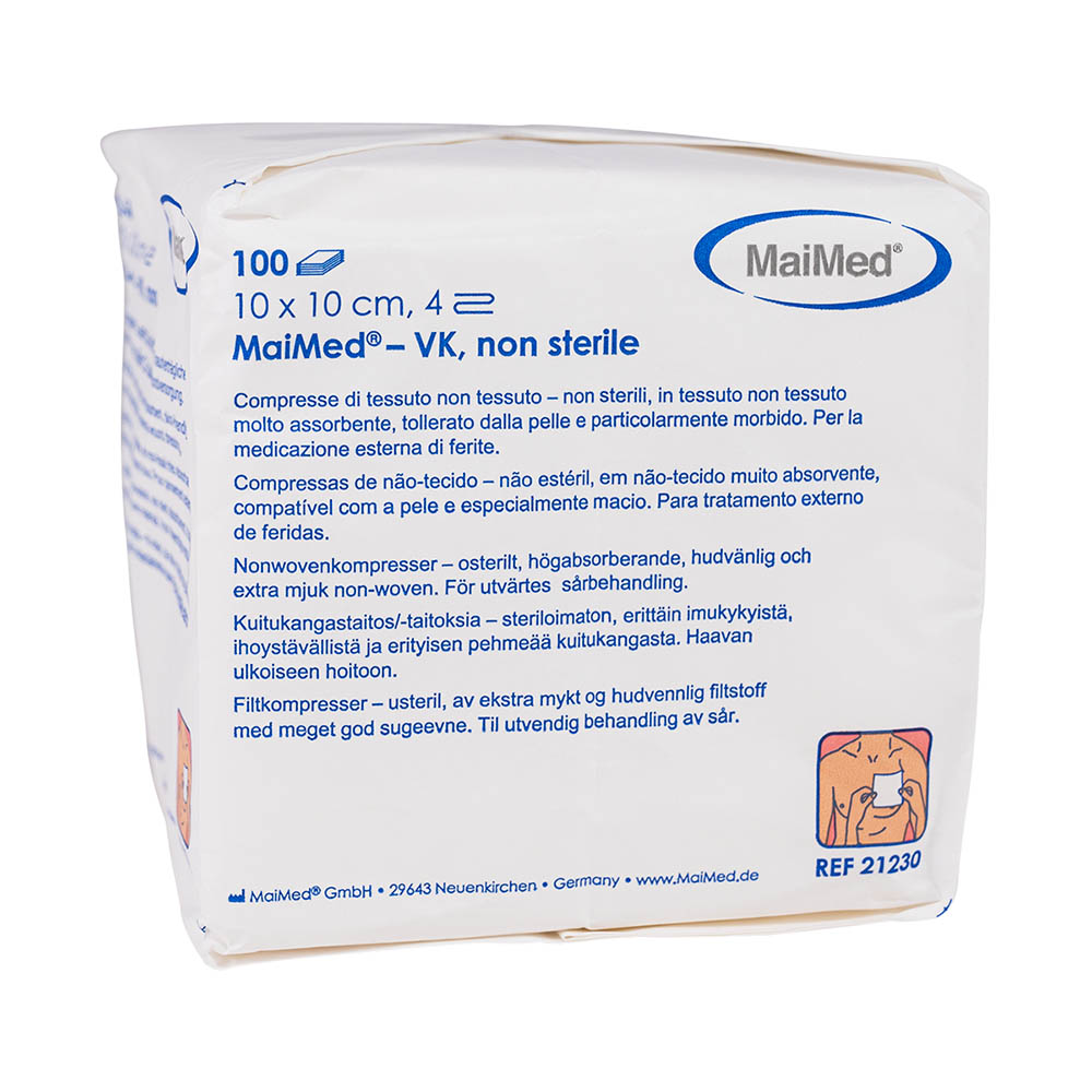 Vlieskompresser 4-lags usterile 10 x 10 cm, 100 stk.